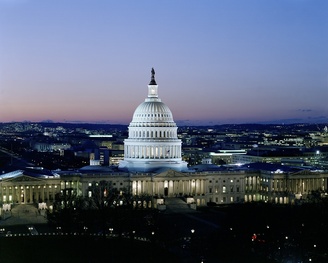 aerial view of Washington DC capital building